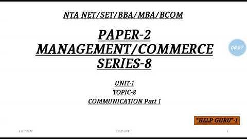 Communication Part 1 for BBA/MBA/BCOM/MCOM/NET/SET