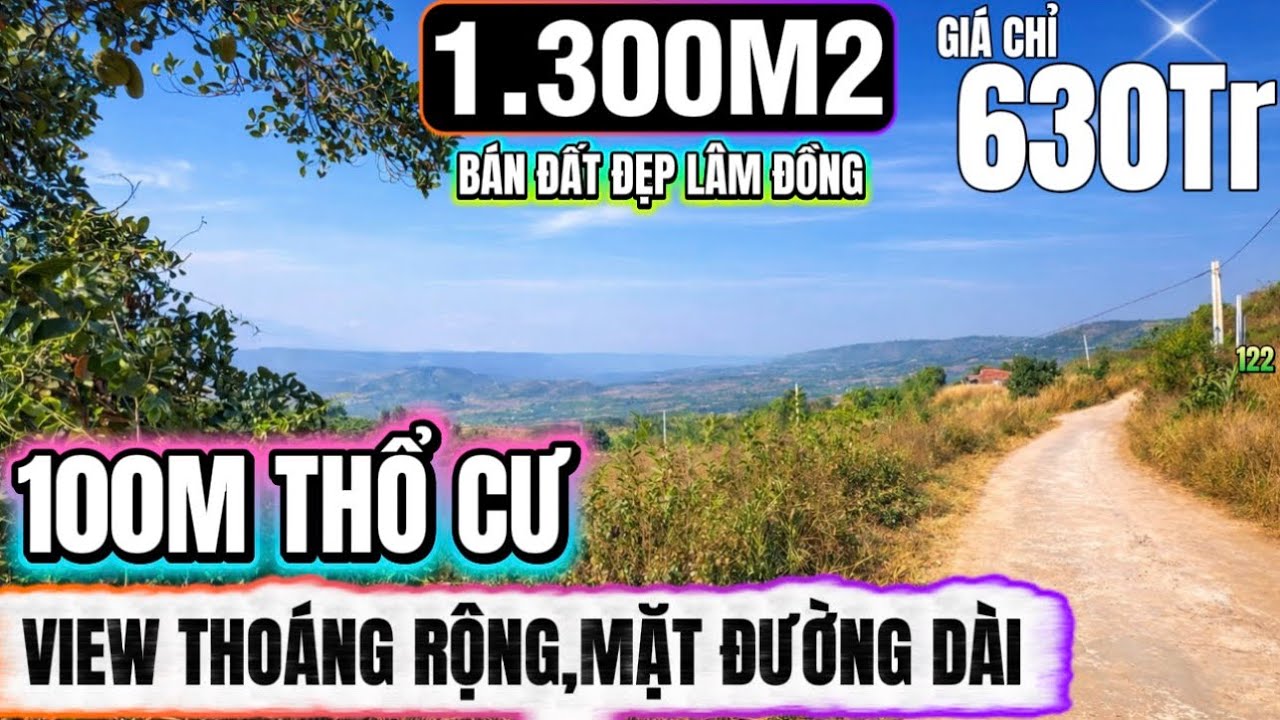 🔴Bán đất đẹp rẻ lâm đồng hơn 1300m2 view rộng sẵn 100m thổ cư bán chỉ 630Tr Lh 0379 590 939