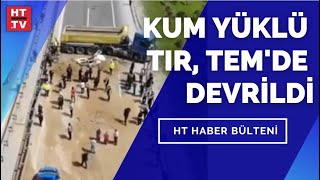 Tır Otomobilin Üzerine Devrildi