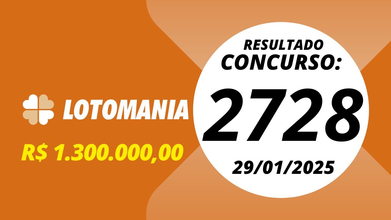 Lotomania Resultado do Concurso 2728 29/01/2025 - YouTube
