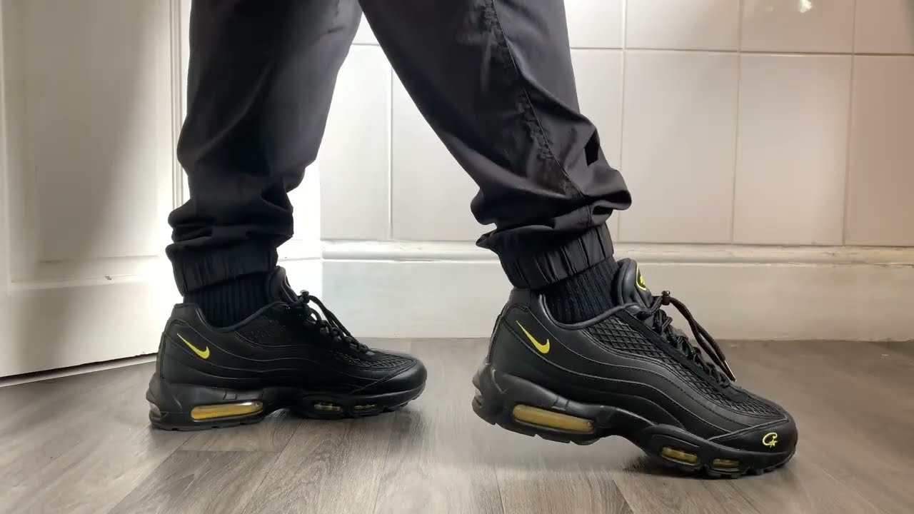Nike Air Max 95 Corteiz Honey Black/Tour Yellow On Feet - YouTube