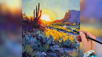 Painting Saguaros & Desert Glow | Techniques for Sun Flares & Rim Lighting | LIVE Paint-Along