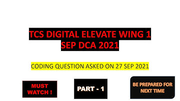 TCS DIGITAL ELEVATE WING 1 | TCS DCA | TCS Direct Capabilty Assesment