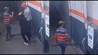 فيديو صـ ـعــ ـب جدا .. شاهد ماذا فعل الزوج بزوجته فى محطة البنزين !!