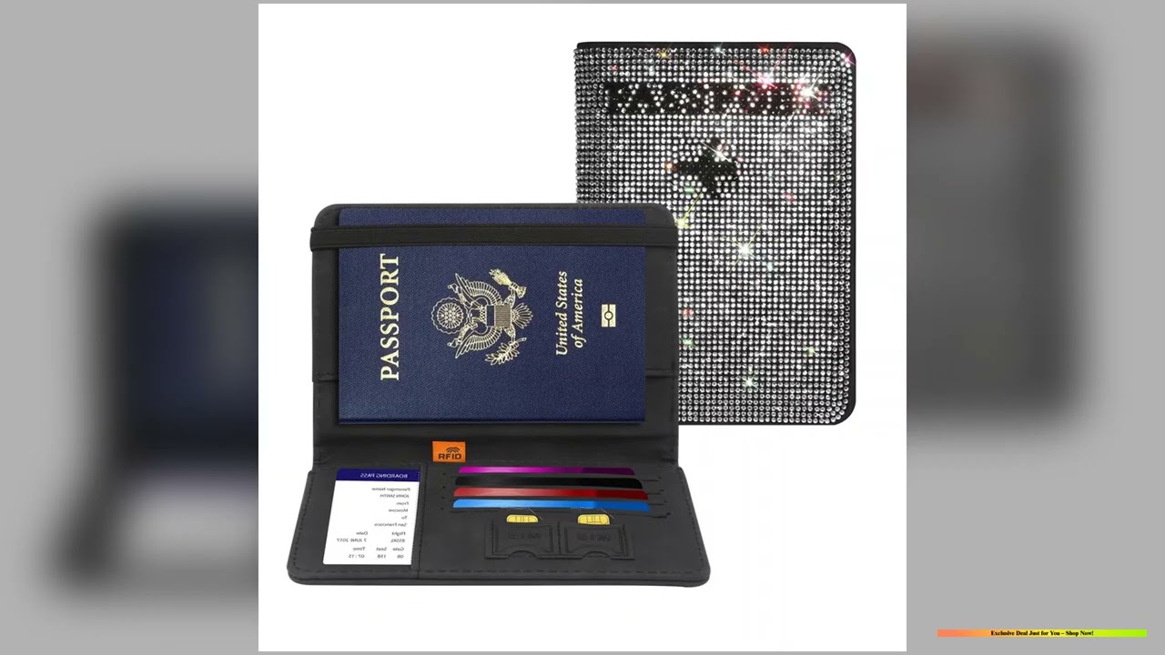 Rhinestone Ladies Key Purse Bag Passport Holder Cover Traveling Passport Case Women Bling Card