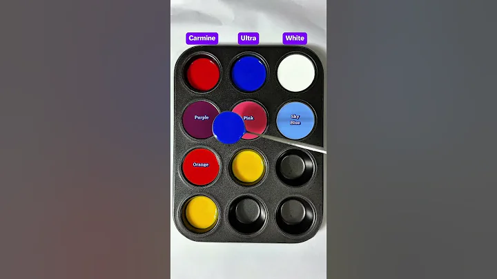 Create 8 Colors from 4 Colors Carmine, Ultra, White and Yellow #colormixing #satisfying