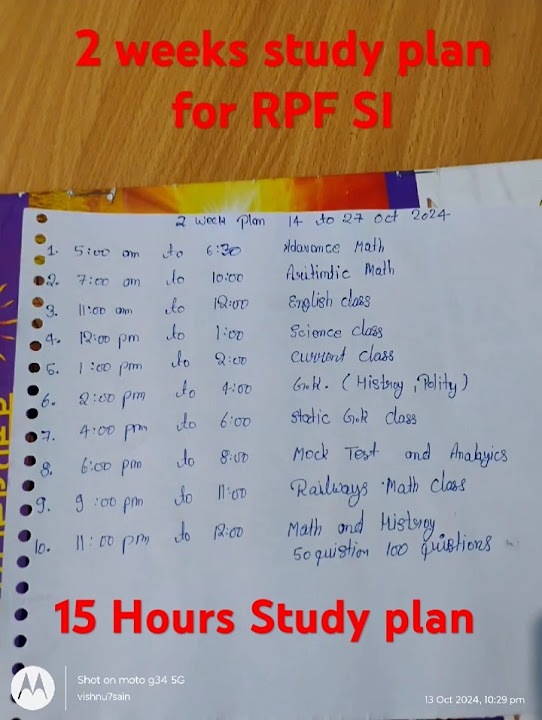 RPF SI 2 Weeks Study plan| 15 Hours+ Study plan #rpf2024 #studyroutine ...