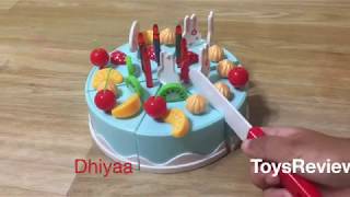 PowerTRC Birthday Cake 75pcs Pretend Play Food Toy Set Blue