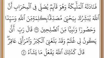 سورة آل عمران - من الآية 39 إلى الآية 40 - بصوت القارئ خليفة الطنيجي - رواية حفص عن عاصم