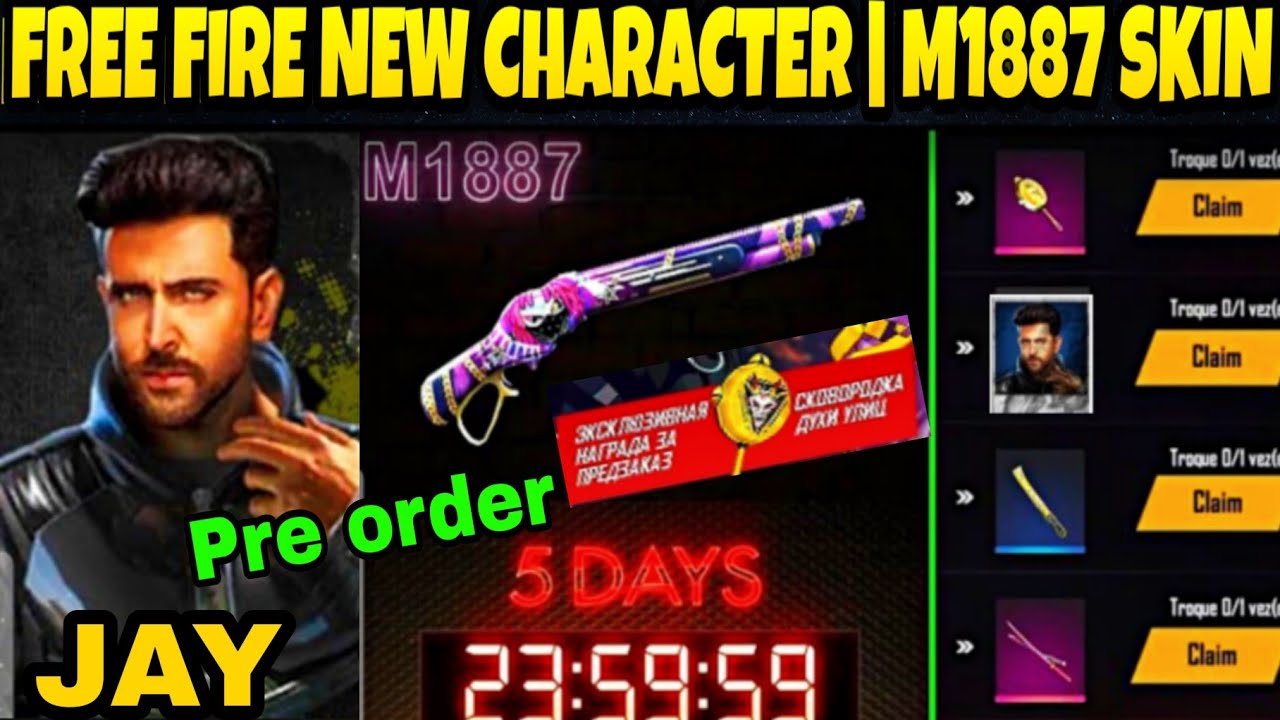 FREE FIRE NEW CHARACTER | FREE FIRE NEW EVENT | SEASON 28 ELITE PASS PRE ORDER | M1887 GUN SKIN 2020