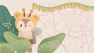 Draw With Me 🎨 Procreate Drawing of Cute Deer Character in Bee Costume 🐝 Dearie Bee 🍯🥰