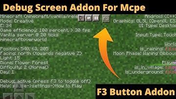 Debug Screen Addon For Minecraft Pe | F3 Button For Minecraft Pe | In Hindi | 2021