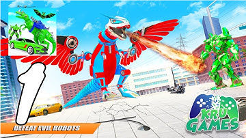 Flying Dino Transform Robot: Dinosaur Robot Games Gameplay #1 All Levels (Android, IOS)