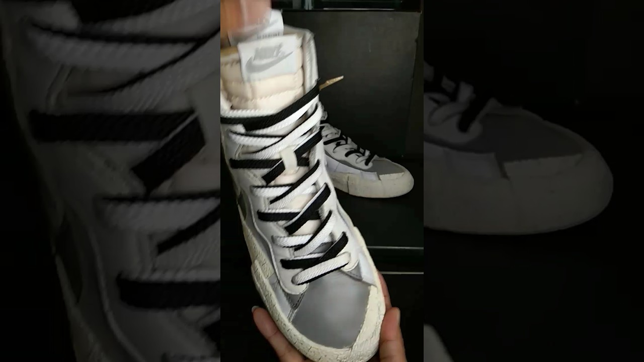 (Preloved) Sacai x Nike Blazer Mid White Grey size 41 - BV0072-004 