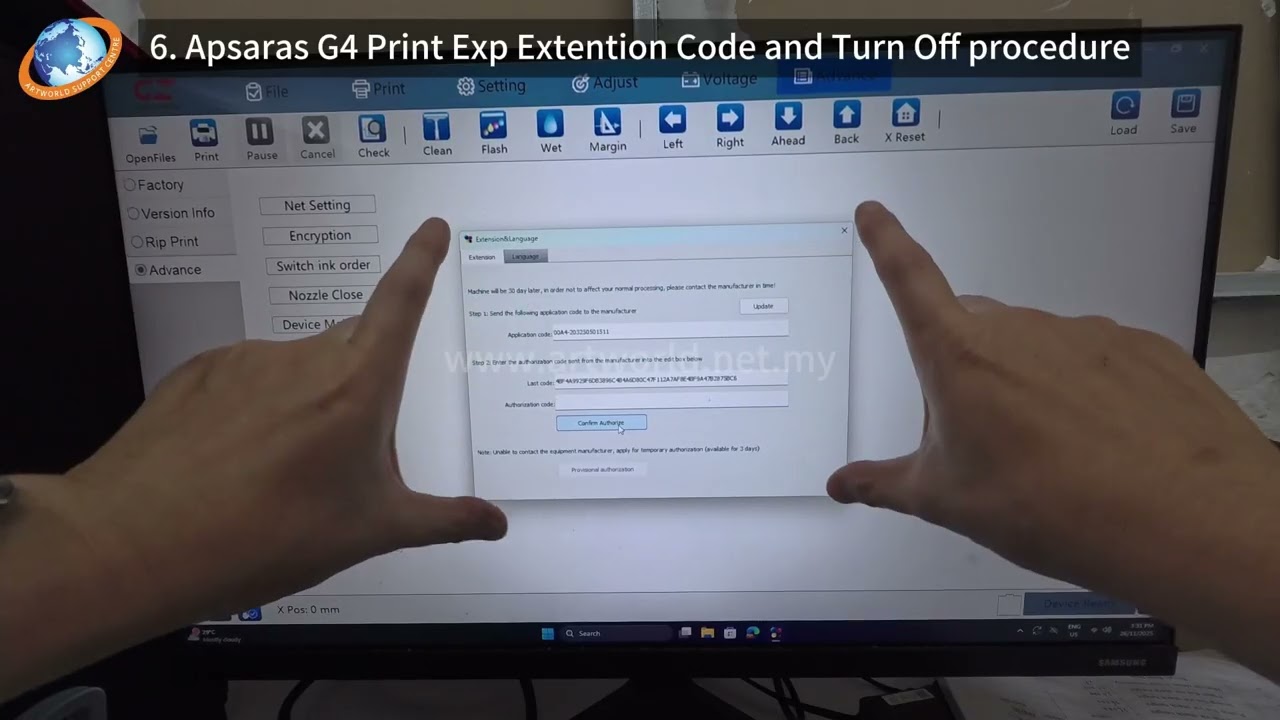 6  Apsaras G4 Print Exp Extention Code and Turn Off procedure