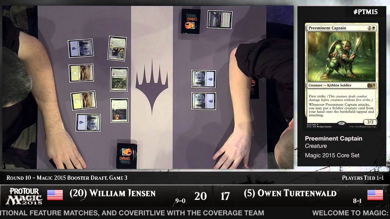 Pro Tour Magic 2015 - Round 10 (Draft)  William Jensen vs. Owen Turtenwald  - YouTube