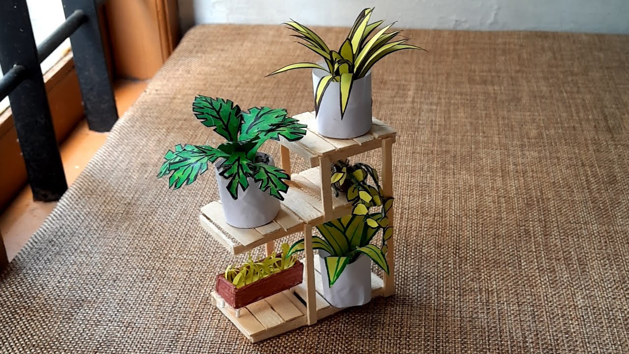 How to make miniature plants and plant stand /4 types of plants / DIY