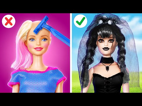 БАТТЛ КУКОЛЬНЫХ ПРИЧЕСОК 💇‍♀️: Уэнздей Аддамс vs Энид | Полная смена имиджа и мини-крафты с 123 GO!