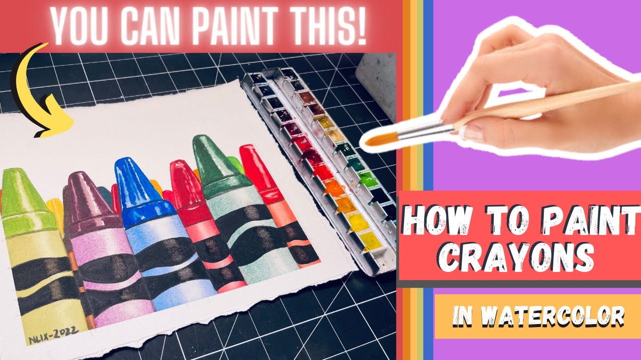 Watercolor Tutorial: How to Paint REALISTIC CRAYONS in Watercolor