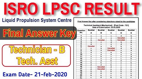 ISRO LPSC Result, Finial Answer Key OUT