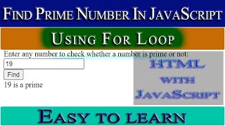 Find Prime Number in JavaScript in Urdu/Hindi | Check whether a number is prime or not in JavaScript