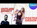Canva : Make Amazing Outline Text Effect In Canva | Party Poster Design | Canva Effect | Design talk