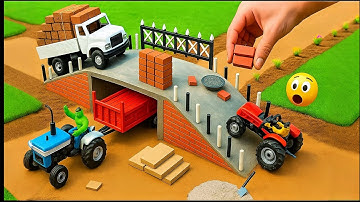 DIY Mini Truck Builds Brick & Metal Railing Bridge | Fun Construction Science Project
