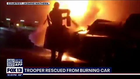 Civilians rescue Washington state trooper from burning car | FOX 13 Seattle