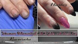 Schwarzer Verlauf Mit Glitzer Nailsbyladydesigner