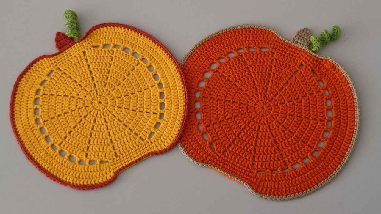 Çok Kolay Tığ İşi Balkabağı Supla Yapılışı ve Modelleri - How to Crochet Pumpkin Placemat