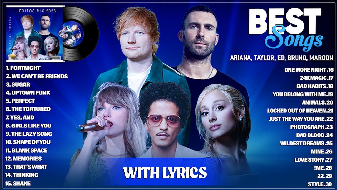 レコード Bruno Mars Taylor Swift Ed Sheeran Ariana Grande, Taylor Swift, Ed Sheeran, Bruno Mars, Maroon