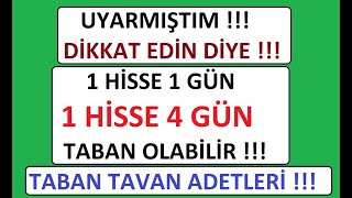 Uyarmiştim Di̇kkat Edi̇n Di̇ye 1 Hi̇sse 1 Gün 1 Hi̇sse 4 Gün Taban Olabi̇li̇r Taban Tavan Adetleri̇
