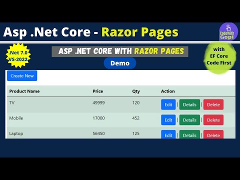 ASP.NET Core Razor Pages CRUD - .NET 7.0 Razor Pages CRUD Using Entity Framework Core and SQL Server