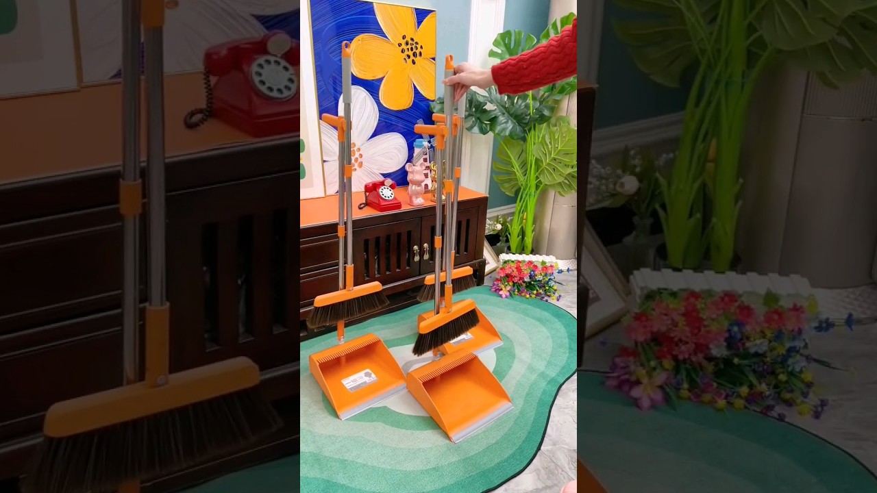 Folding Dustpan for Home Cleaning | Self-Cleaning Broom and Dustpan Set 