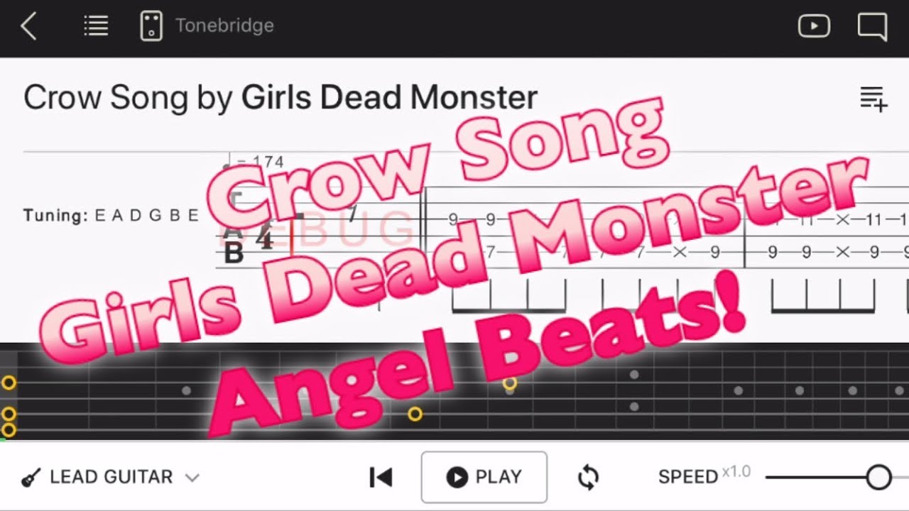 Tab Crow Song クロウソング Girls Dead Monster Angel Beats エレキギター初心者用練習曲 Guitar Tutorial Youtube