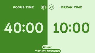 Celebrity 6-Hour 40/10 Pomodoro Timer | No Music | Study, Focus, ADHD, Deep Work Profile