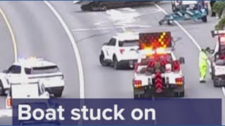 Boat stuck on I-405 near Bellevue