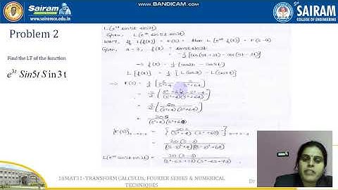 LECTURE VIDEO-18MAT31-Module 1-Laplace transforms 2-Dr Gangavathi.P