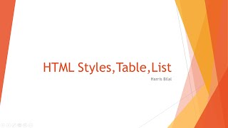 004 - HTML | Styles, Tables and Lists in HTML | Harris Bilal