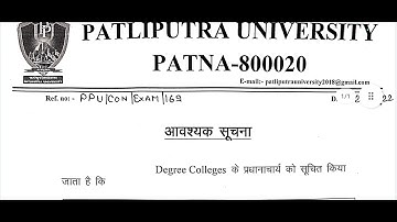 Patliputra University Patna Latest Update Degree Part-1, 2,3 Last Chance for online Exam Form Fillup