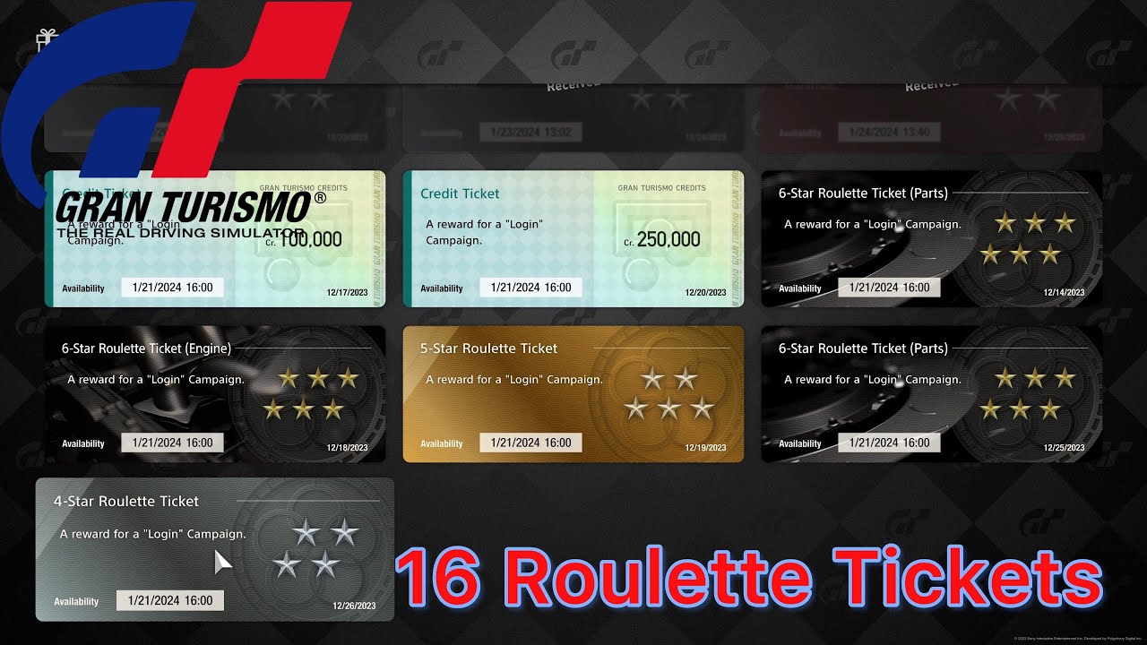 Ticket Roulette #granturismo7 I open 16 Roulette Tickets for Christmas - YouTube