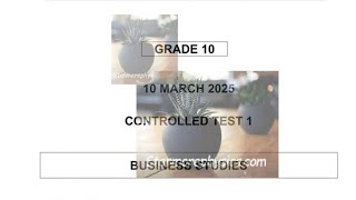 GRADE 10 BUSINESS STUDIES MARCH 2025 PAST EXAM PAPER