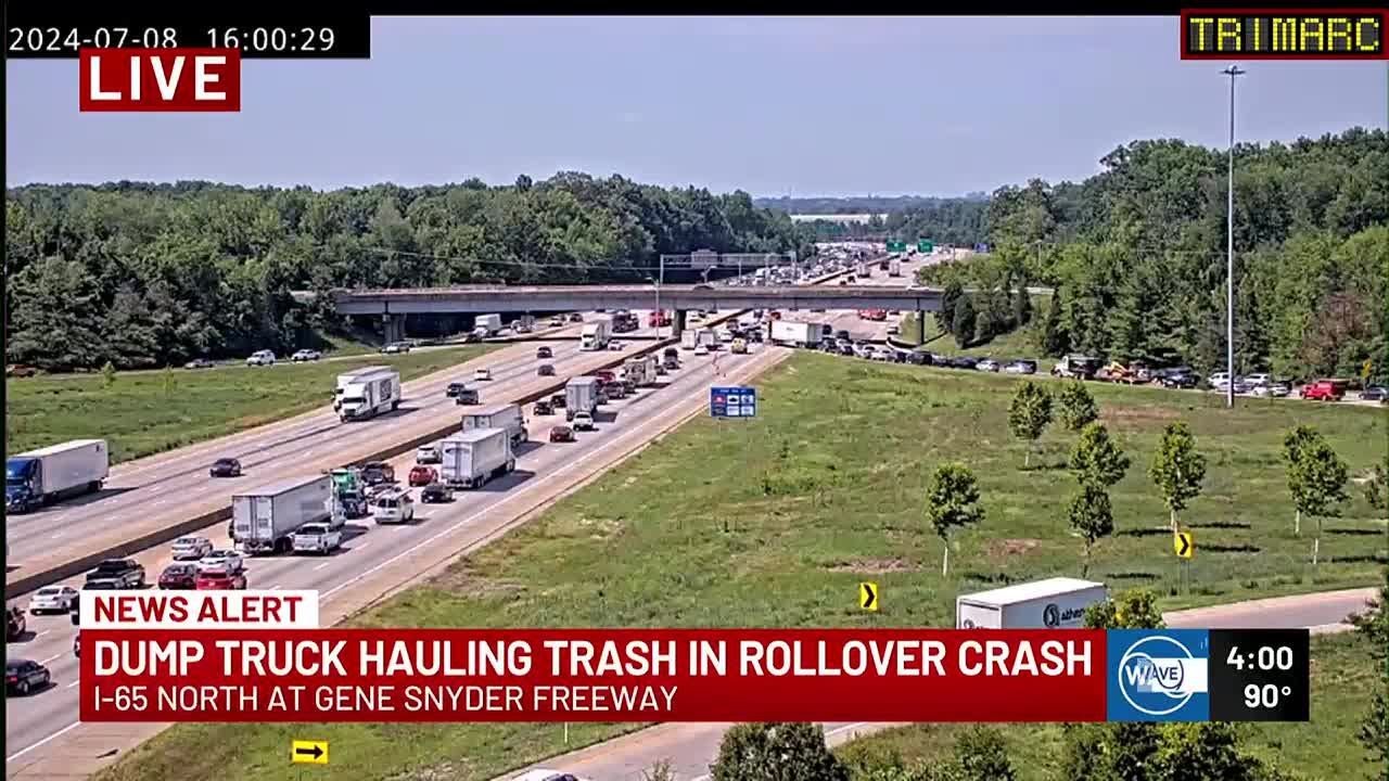 Dump truck hauling trash in rollover crash - YouTube