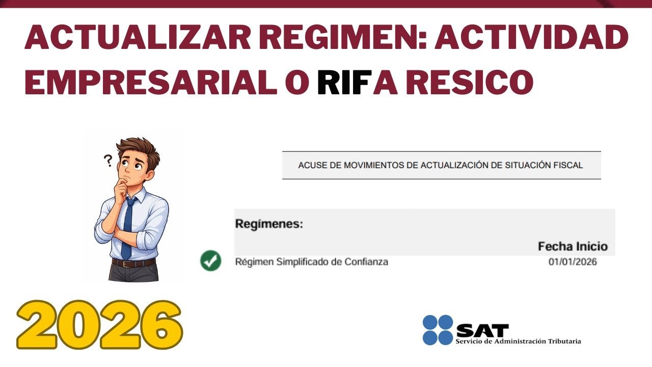 Actualización SAT: De Actividad Empresarial, RIF a RESICO 2026