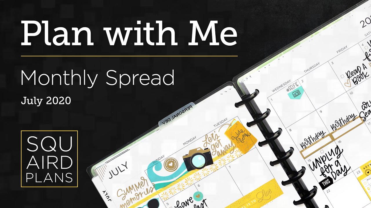 Plan with Me :: July Summer Bucket List :: Squaird Plans Monthly Spread :: Classic Happy Planner