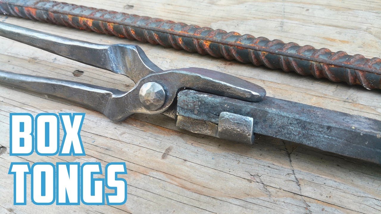 Forging a pair of box jaw tongs (farrier style) from rebar. (2020)
