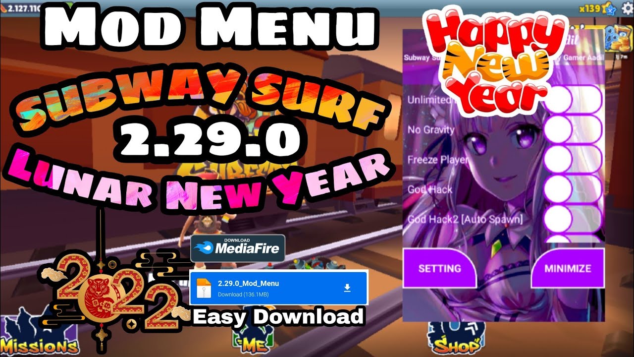 Mod Menu Subway Surf Lunar New Year 2.29.0 2022 - YouTube