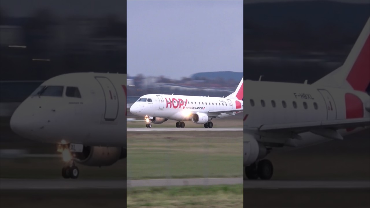 Air France HOP Embraer E170 Takeoff at Stuttgart Airport 
