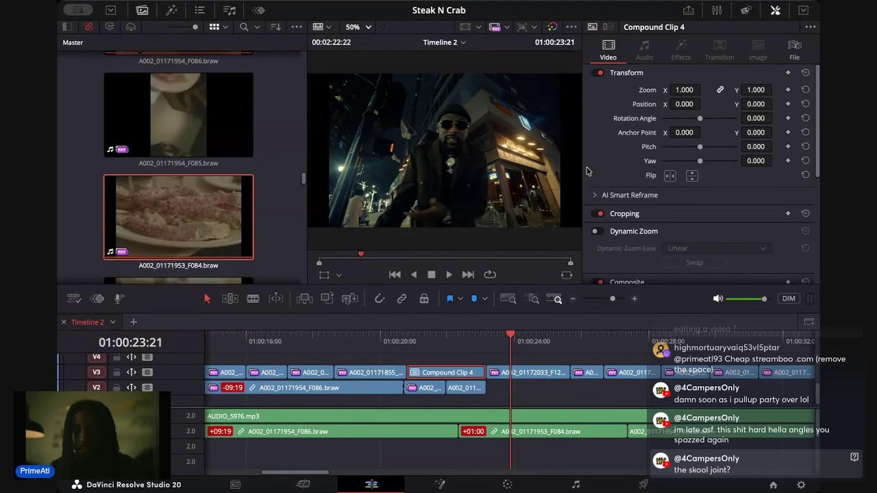 Editing & Color Grading a Music VIdeo LIVE!