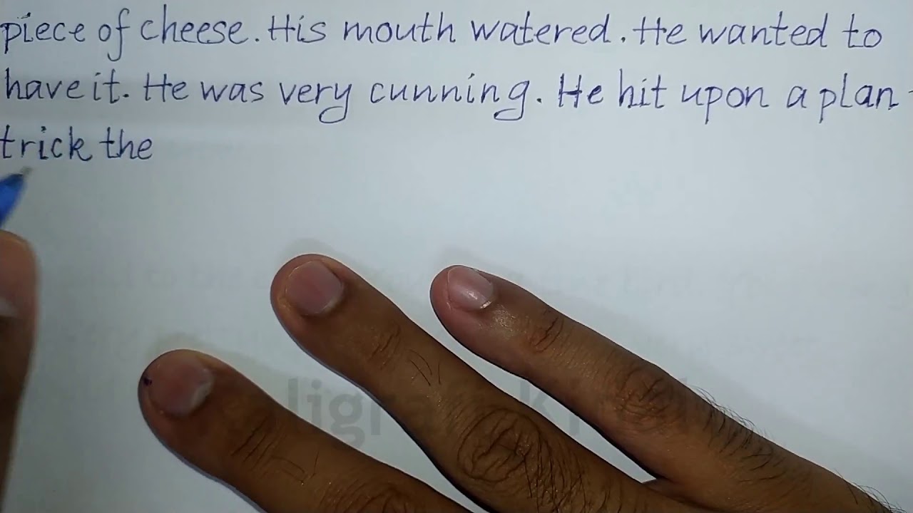 Left Handed Writing (Lefty) A Story: The Fox And The Crow | Beautiful English Handwriting